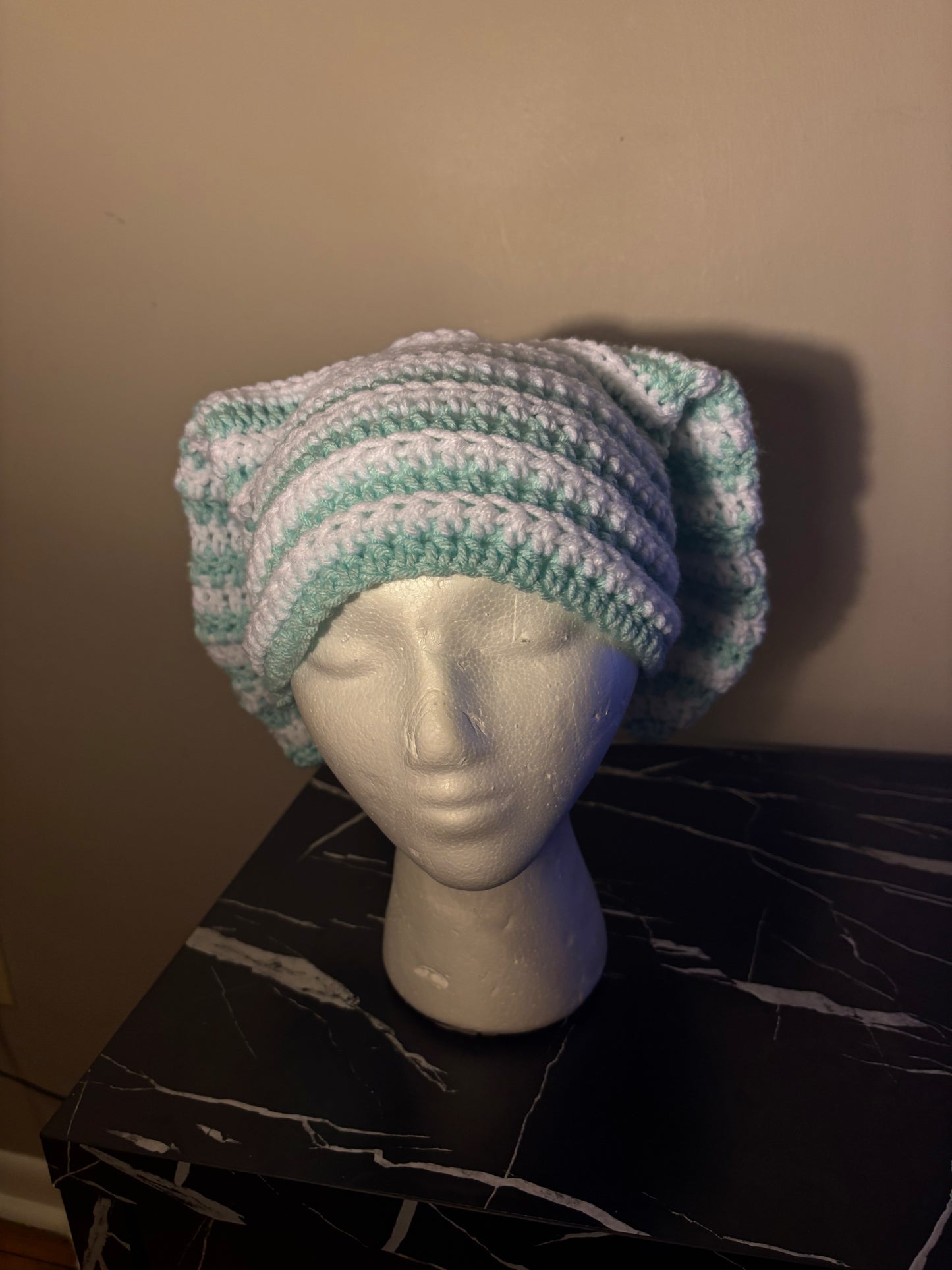 Blue & white bunny ear beanie