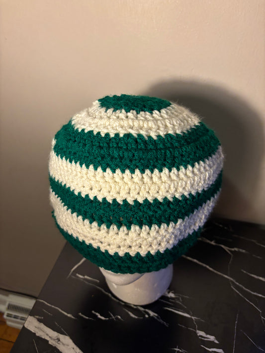 Green & ivory beanie